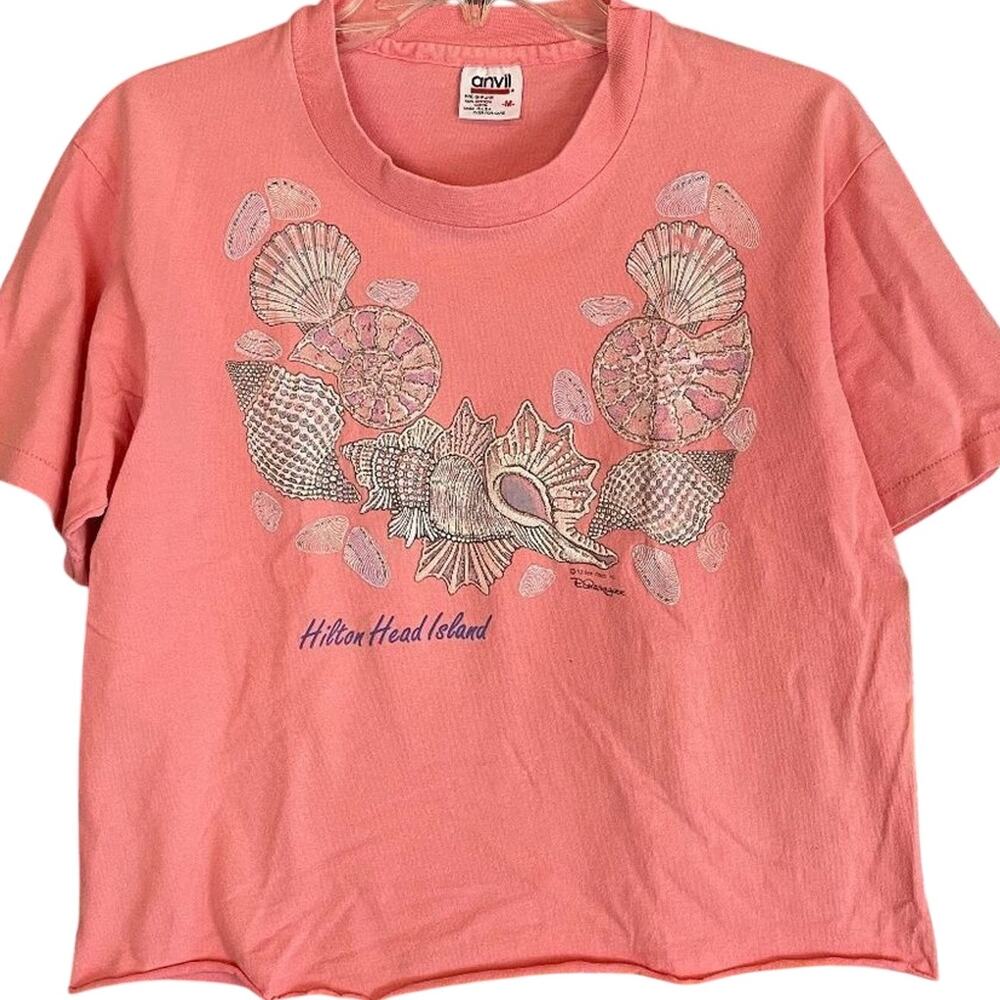 Vintage Hilton Head Island 1993 Sea Rags Inc Graphic Tee Seashells Medium